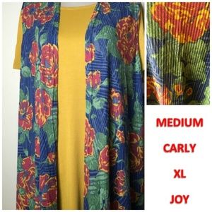 LulaRoe Medium Mustard Carly & XL Floral Joy